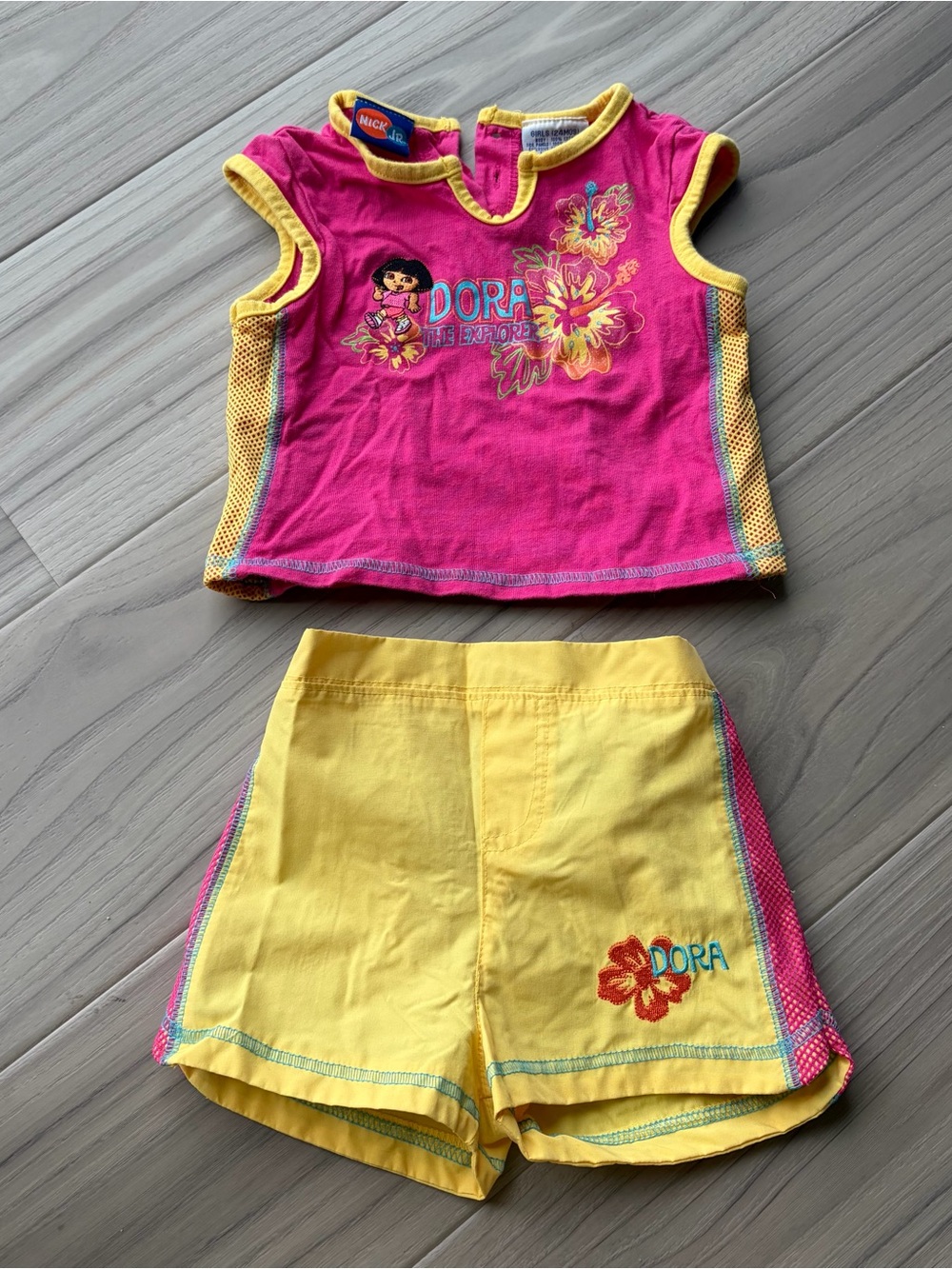 Y2K Nick Jr Dora the Explorer Pink & Yellow Two-Piece Outfit